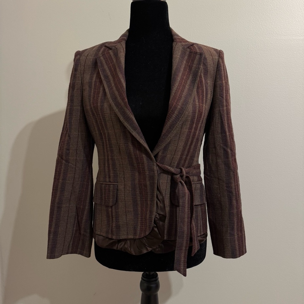BCBGmaxazria wool blazer with silk ruffles